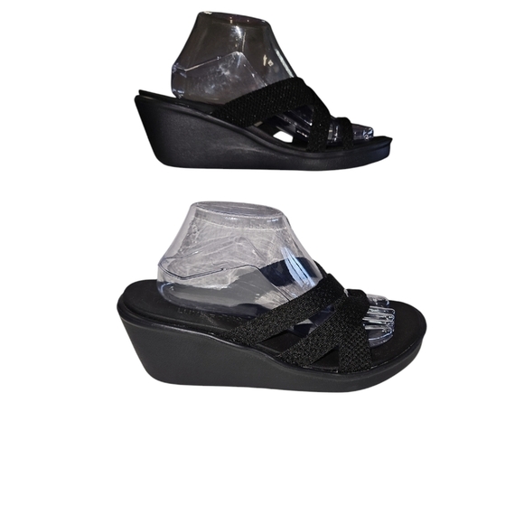 Skechers Women's Rumble On-Heat Maze Black Wedge Sandal 11 - Picture 4 of 9